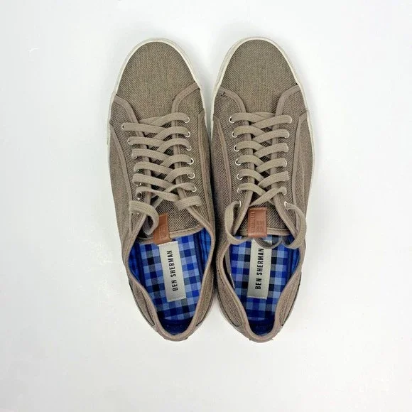 Ben Sherman Chandler Lo Brown Linen Low-Top Sneakers Mens Size 8.5 Lightweight - Picture 5 of 8
